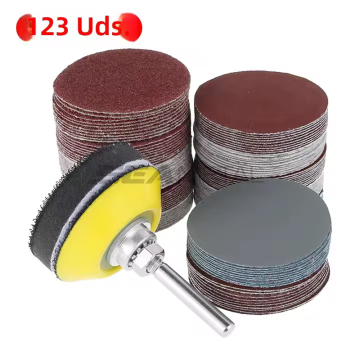 SEAMETAL Set De 123 Piezas De Papel De Herramienta De Pulido Para Coche 5CM 60-3000 Grit Seco Y Humedo Multiusos Con Almohadillas De Esponja Suave - 1
