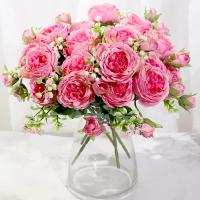 Flores Artificiales De Seda Blanca Peonía DociDaci Para Decoración De Hogar Y Vaso Arreglo De Boda Accesorios De Fiesta Navidad Wreath - details 3