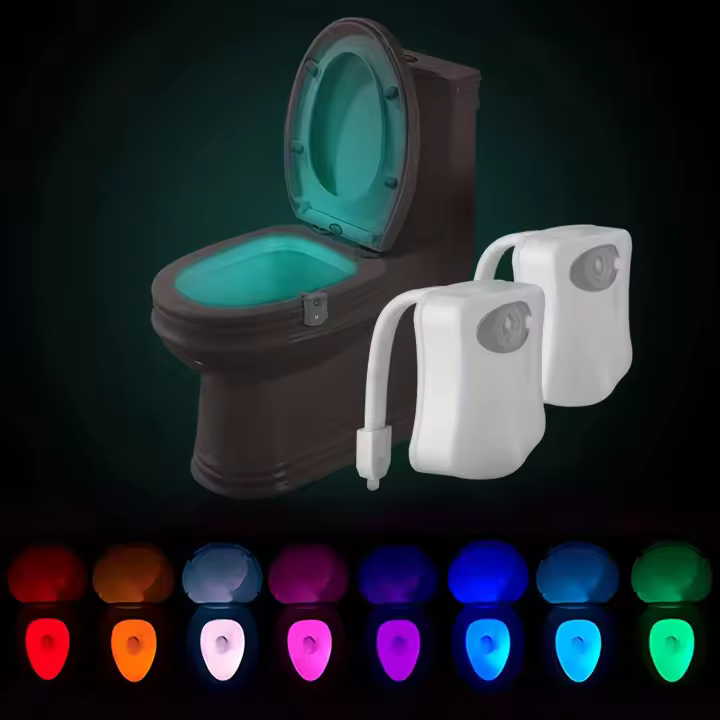 Lámpara Nocturna De Inodoro Con Sensor De Movimiento PIR Luz LED Cambio De Color 7 Batería Recargable Para Baño Y Cocina - 1