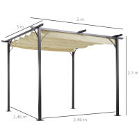 Pérgola de exterior Cenador 3x3 m impermeable, Cenador para el hogar al Aire Libre, viaje al Aire Libre con claraboya y Protección UV para Jardín y Terraza, Aluminio beige - details 4