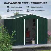 Outsunny Caseta de Jardín de 3,6 m² 236x174x190 cm Cobertizo Exterior de Acero Galvanizado para Almacenar Herramientas con Puertas Correderas y 4 Ventanas para Terraza Patio - details 8