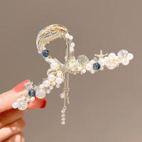Haimeikang Pinza Para El Cabello Con Borla De Perla Para Mujer Accesorio De Moda En Forma De Concha Y Estrella Cepillo De Cabeza - details 0
