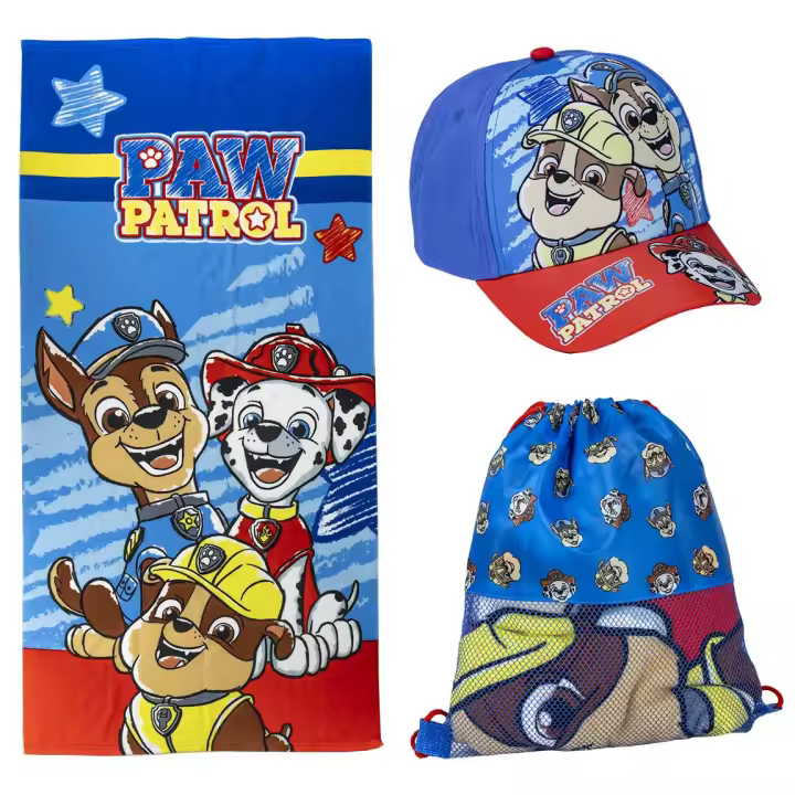 Set playa / piscina Paw Patrol, Patrulla Canina: Saquito +Toalla microfibra+ Gorra 2200010143 - 1