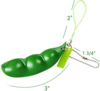 Squeeze Soybeans Fidget,3 pcs Pea Pod Fidget Relief Anxiety and Stress Fidgets Keyring Squishy Bean Keychain - details 3
