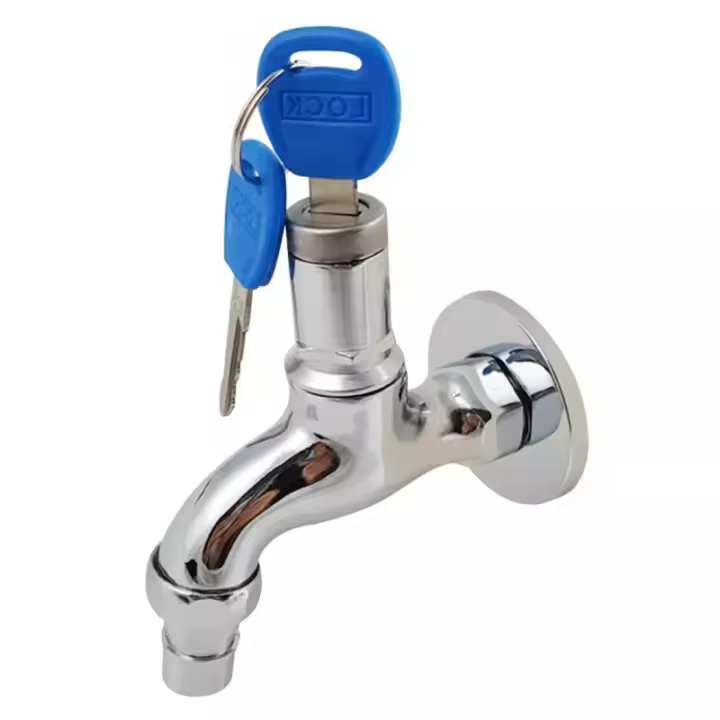 Cerradura De Grifo Exterior Anti-Robo De Aluminio 1/2 Pulgada Con Llave Para Lavadora Jardín Rociador Lavado De Coche - 1