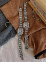 Reloj De Mujer De Dial Cuadrado Dorado Impermeable Con Incrustaciones De Diamante Estilo Elegante Y Sencillo Reloj Para Mujeres - details 5