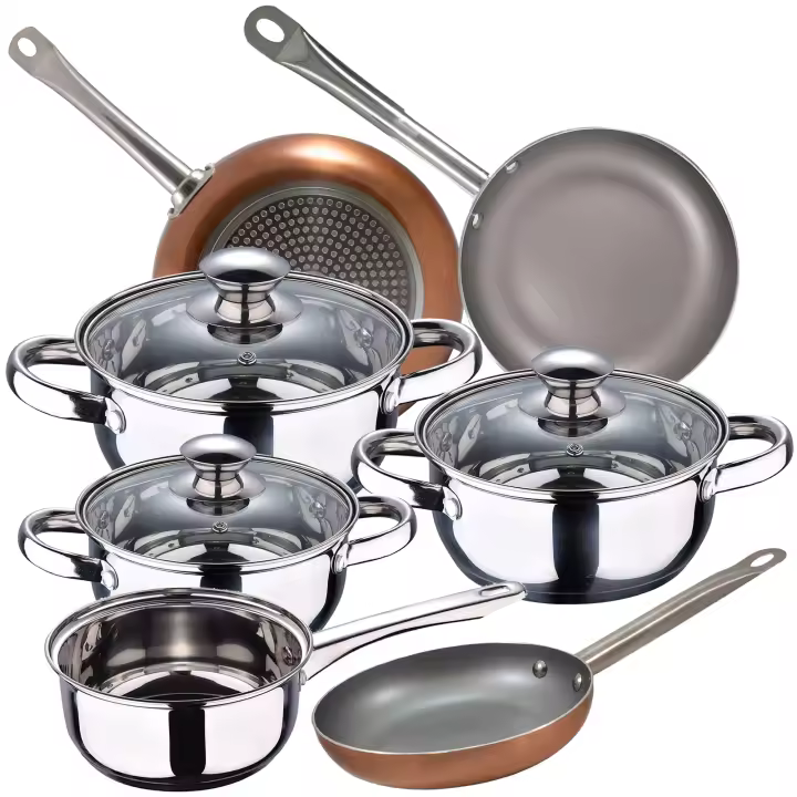 San Ignacio Batería de Cocina 7 Piezas Faro de Acero Inoxidable con Juego de Sartenes Optimum Plus en Aluminio Prensado - 1