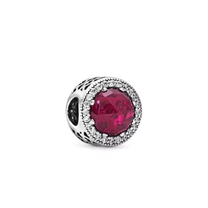 PANDORA Colgante de corazón brillante rojo cereza, accesorios de joyería, cuentas hechas a mano, regalo de cumpleaños para novia - 1