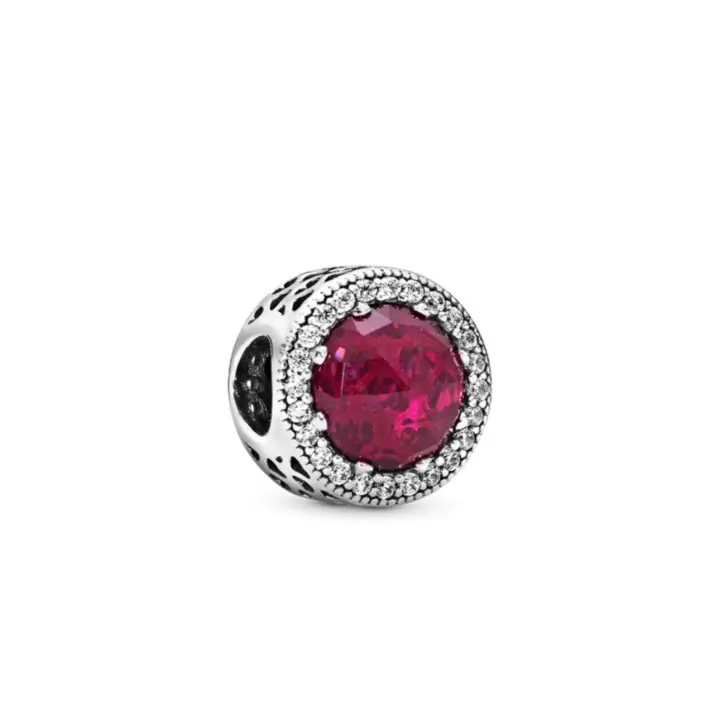 PANDORA Colgante de corazón brillante rojo cereza, accesorios de joyería, cuentas hechas a mano, regalo de cumpleaños para novia - 1