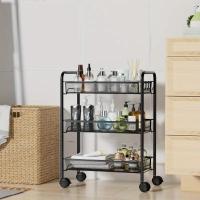 MEJORADA Carrito Metálico Multiusos de 3 Niveles con Ruedas Bloqueables, Estantes Versátil con Cestas de Malla - Perfecto para Cocina, Baño, Almacenamiento de Oficina - details 1