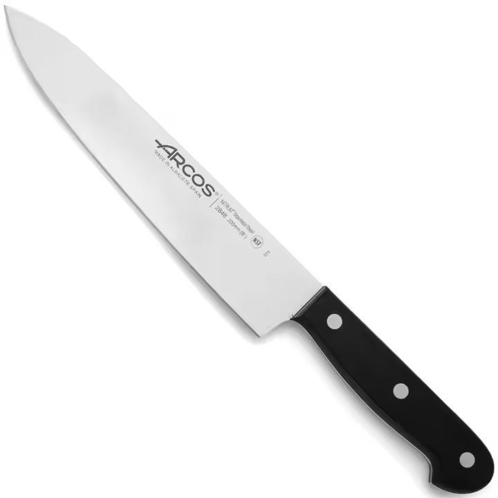 ARCOS Universal - Cuchillo Cocinero (200 mm) - Hoja de Acero Inoxidable Nitrum® - Mango Negro de Polioximetileno (POM) - 1