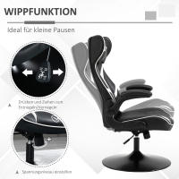 Silla Gaming Silla de ordenador ergonómica con función balancín Silla giratoria Mero regulable en Altura Negro + Blanco 67x75x106-112 cm - details 4
