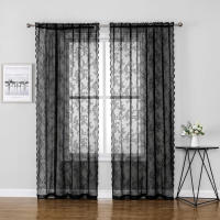 Cortinas De Encaje Sencillo Negro Para Ventanas De Sala Y Dormitorio Cortinas De Partición Para Ventanas Bayas Tejidas Alargadas - details 2