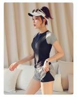 Traje De Baño Deportivo Para Mujer Dos Piezas Con Fondo De Pies Cortos Y Chaleco Protector Solar Y Anti-UV Para Spas Y Natación - details 4