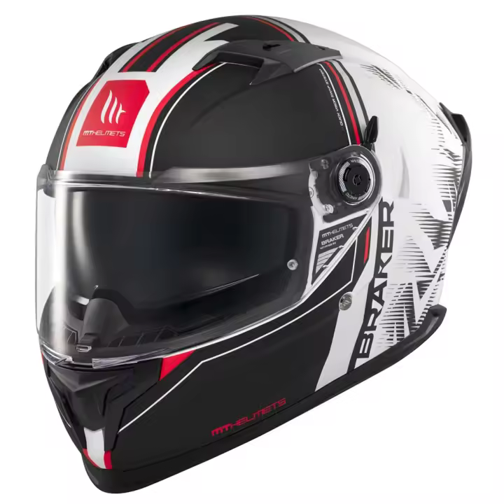 Casco de Moto Integral MT Helmets Braker SV Charm Blanco Negro Mate - 1