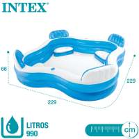 Intex - PISCINA HINCHABLE CON ASIENTOS 229X229X66 CM  990 L familiar verano jardin - details 0