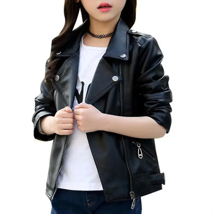 Niños Faux Cuero solapa chaqueta bolsos Cremallera Outwear - 1