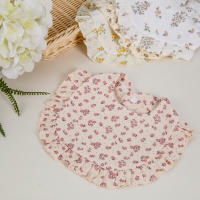 Bebé Bib Floral Impresión Toalla De Saliva Ajustable Con Cierre De Encaje Borde Ruffle Muslin Algodón Ropa De Baño Para Niñas - details 7
