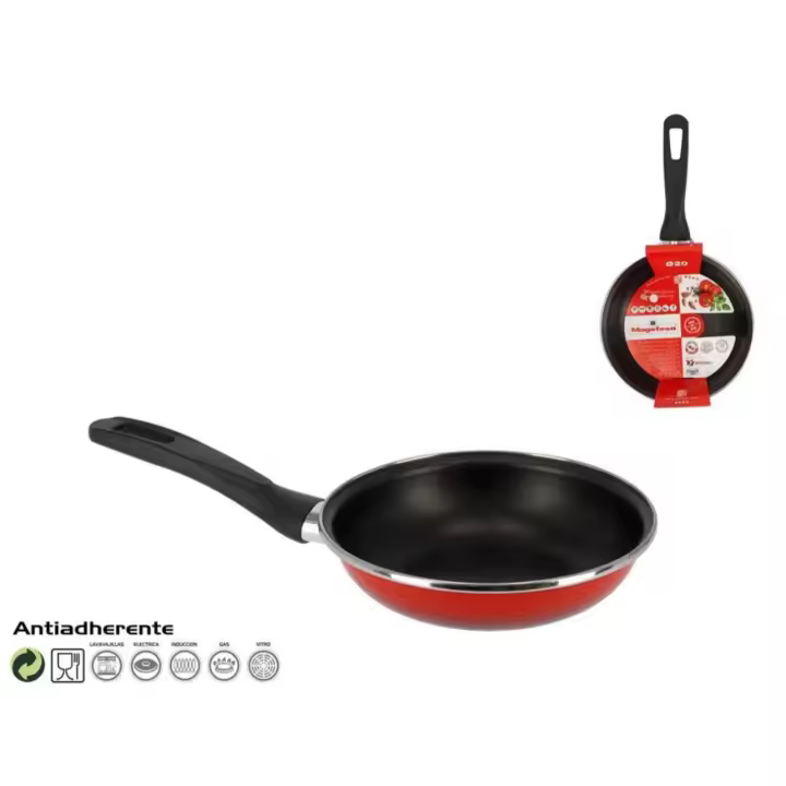 Sartén 18 ,20, 22,24,26, 28,30 y 32 cm Antiadherente Megafesa Maple Vitrificado en Rojo ,Compatible con Inducción y Lavavajas. Tamaños para Elegir. Enviado desde España - 1