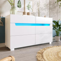 Cómoda, aparador de Madera with 6 bolsitos, iluminación LED (control por APP), Armario multicuonal para Sala de estar y dormitorio, 71x120x40 cm - details 0