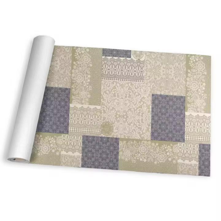 Alfombra de vinilo vinílica hidraúlica antimanchas para cocina salón por metros al corte - Encaje patchwork 7100009 - 1