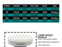 10PCS Luz De Armario LED GX53 Sin Parpadeos Luz Blanca Cálida 5W-15W Alto Lumens 100LM/W Para Armario Spotlight AC85V-260V - details 2
