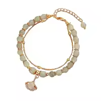 Pulsera De Doble Capa Con Pendiente De Hoja De Naranja Imitación De Jade Chino Estilo Para Mujer Joyería De Moda Accesorios - details 5