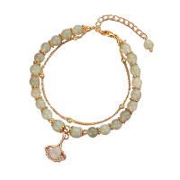 Pulsera De Doble Capa Con Pendiente De Hoja De Naranja Imitación De Jade Chino Estilo Para Mujer Joyería De Moda Accesorios - details 5