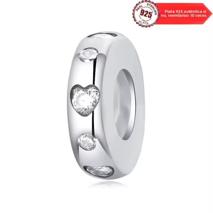 CYCUFF Clips De Plata 925 Con CZ Pave Encanto De Amor Sencillo Tapa De Seguridad Para Pulseras Originales Joyería Clip - 1