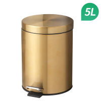 Bandeja De Papelera De Acero Inoxidable 5L Moderna Con Pedal De Pie Para Baño Y Cocina Resistente Al Polvo Y Agua Color Oro - details 9