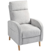 HOMCOM Sillón Relax Reclinable Manual Sillón Relax Tapizado en Lino Sintético con Reposapiés y Bolsillo Lateral Carga 120 kg Sillón Reclinable para Dormitorio Oficina Gris Claro - details 0