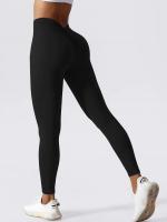 Pantalones De Yoga V-Forma Alta Rebound Levantamiento De Caderas Pleated Sudaderas Entrenamiento Correr Fitness Leggings De Yoga Para Mujer Cintura Elástica Material Poliéster Sin Bolsillos Transpirables Y Cómodos - details 1
