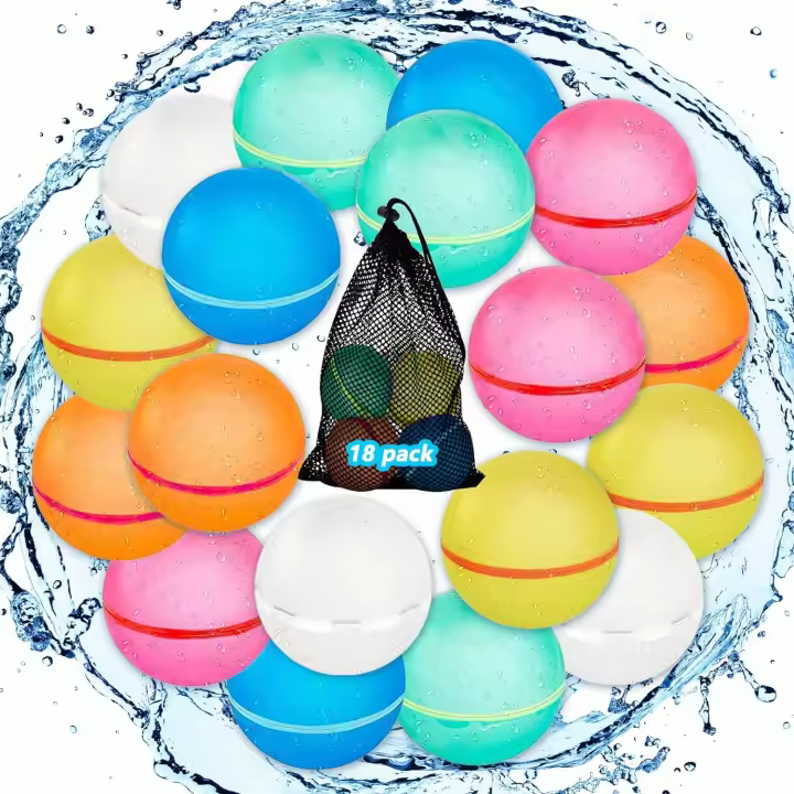 Globos de Agua Reutilizables para Niños y Adultos - 18 Bombas de Agua Magnéticas con Bolsa de Malla - 1