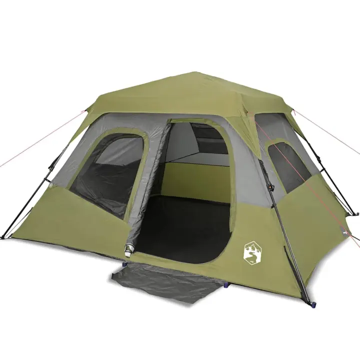 vidaXL Tienda familiar 6 personas impermeable apertura rápida verde - 1