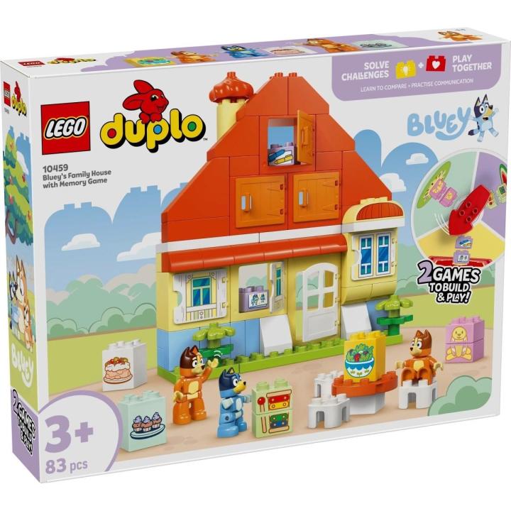 LEGO Duplo Bluey Casa Familiar de Bluey con Juego de Memoria - Juguete Infantil Interactivo 2 en 1 - Juego de Mesa - 3 Figuras y Ventanas que se Abren - Regalo para Niñas y Niños de 3+ Años 10459