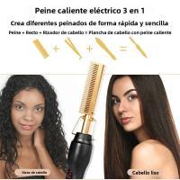Peine Calefactor Eléctrico Portátil Para Cabello Y Pelucas Rizador Y Liso Adecuado Para Todas Las Edades Sin Batería Incluida - details 0