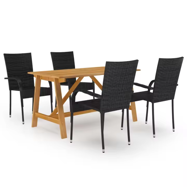 vidaXL Juego de comedor para jardín 5 piezas negro - 1