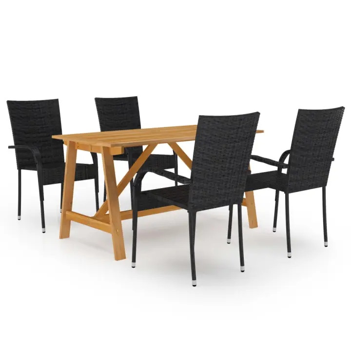 vidaXL Juego de comedor para jardín 5 piezas negro - 1