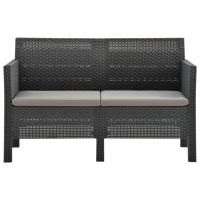 vidaXL Sofá de jardín de 2 plazas con cojines PP ratán gris antracita - details 1