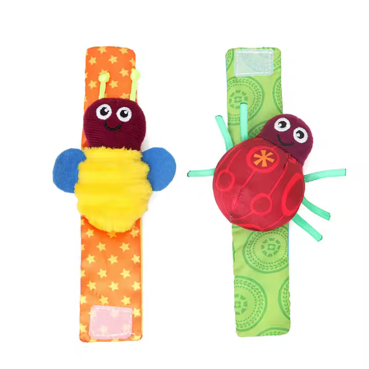 Pulsera de juguete para bebé con forma de escarabajo y abeja, con campanilla de mano. - 1