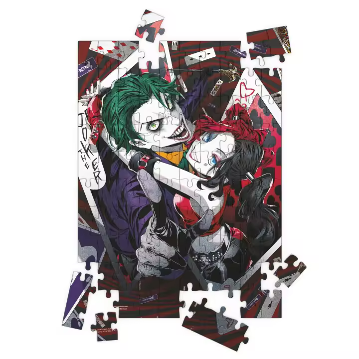 Puzle 100 efecto 3d joker y harley quinn manga universo dc - 1