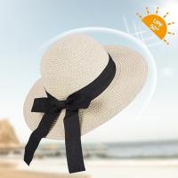 Sombrero de paja para Niños, plegable, de Verano, para Playa, de 7 cm de ancho y con lazo, de Ala elege, portáthil, para vacaciones y Viajes. - details 0