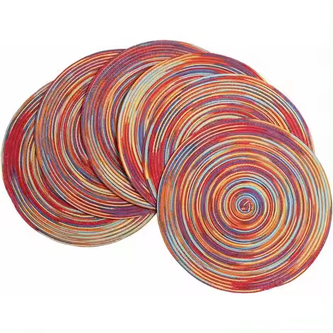 Juego de 6 Manteles de Mesa de Polipropileno Tejido Redondo, Lavable, Resistente al Calor, Antideslizante, 15"/38 cm - 1