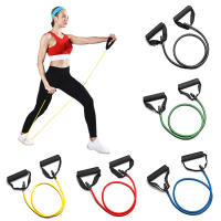 Banda De Resistencia Con Manijas 5 Niveles Ejercicio De Entrenamiento De Fitness Bandas Elásticas Para Fortalecimiento Muscular Y Acondicionamiento Corporal - details 0