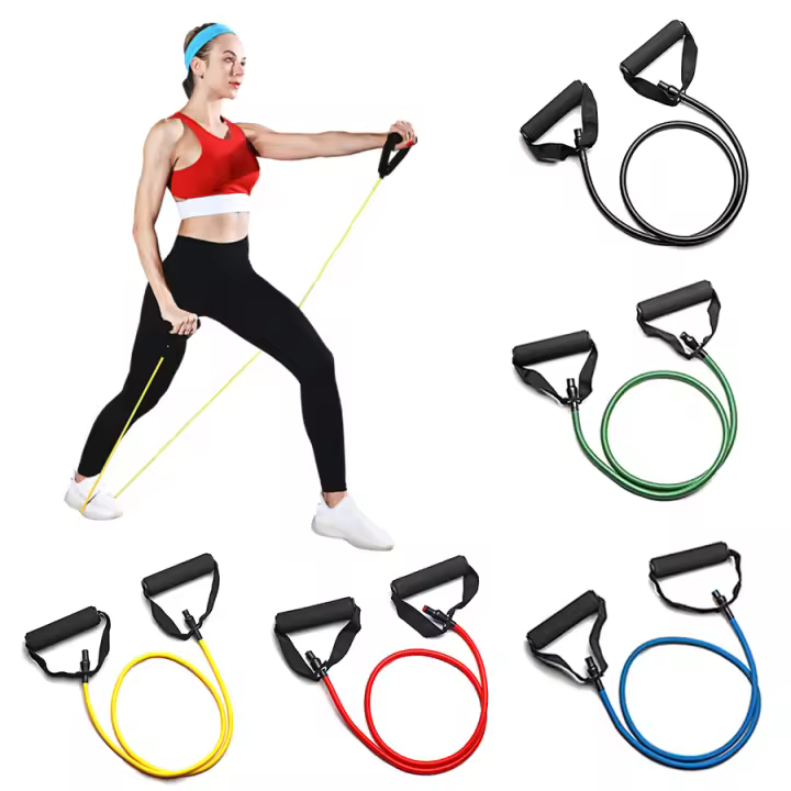 Banda De Resistencia Con Manijas 5 Niveles Ejercicio De Entrenamiento De Fitness Bandas Elásticas Para Fortalecimiento Muscular Y Acondicionamiento Corporal - 1