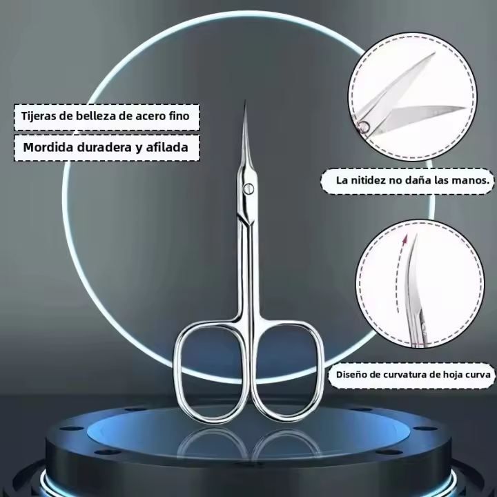 Tijeras De Cutícula Ergonómicas Profesionales De Acero Inoxidable Hypoallergénicas Para Arte De Uñas Diseño Ambidiestro - 1