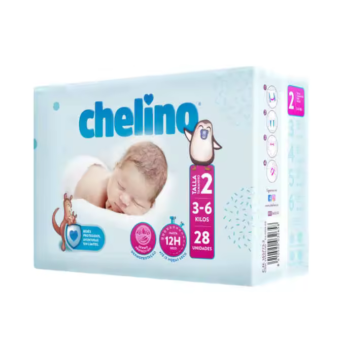 Pañales Chelino Talla 2 para Bebés 3-6 Kg | Absorción Rápida y Doble Barrera Contra Fugas - 1