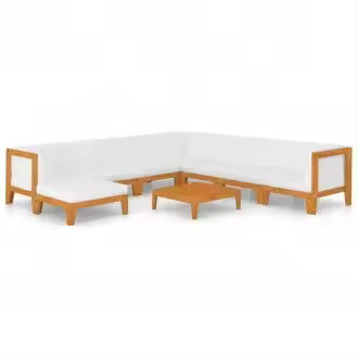 VIDAXL 3058132 conjunto de muebles exteriores para el jardín fabricado en acacia natural con cojines blancos vida xl - 1