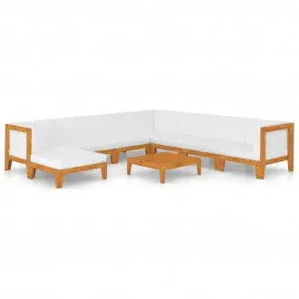 VIDAXL 3058132 conjunto de muebles exteriores para el jardín fabricado en acacia natural con cojines blancos vida xl - 1
