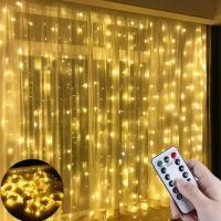 3x3m Cortina De Navidad Con Luz Faeira USB Y Control Remoto Decoración De Ventana LED Para Año Nuevo Fiesta De Navidad - details 0